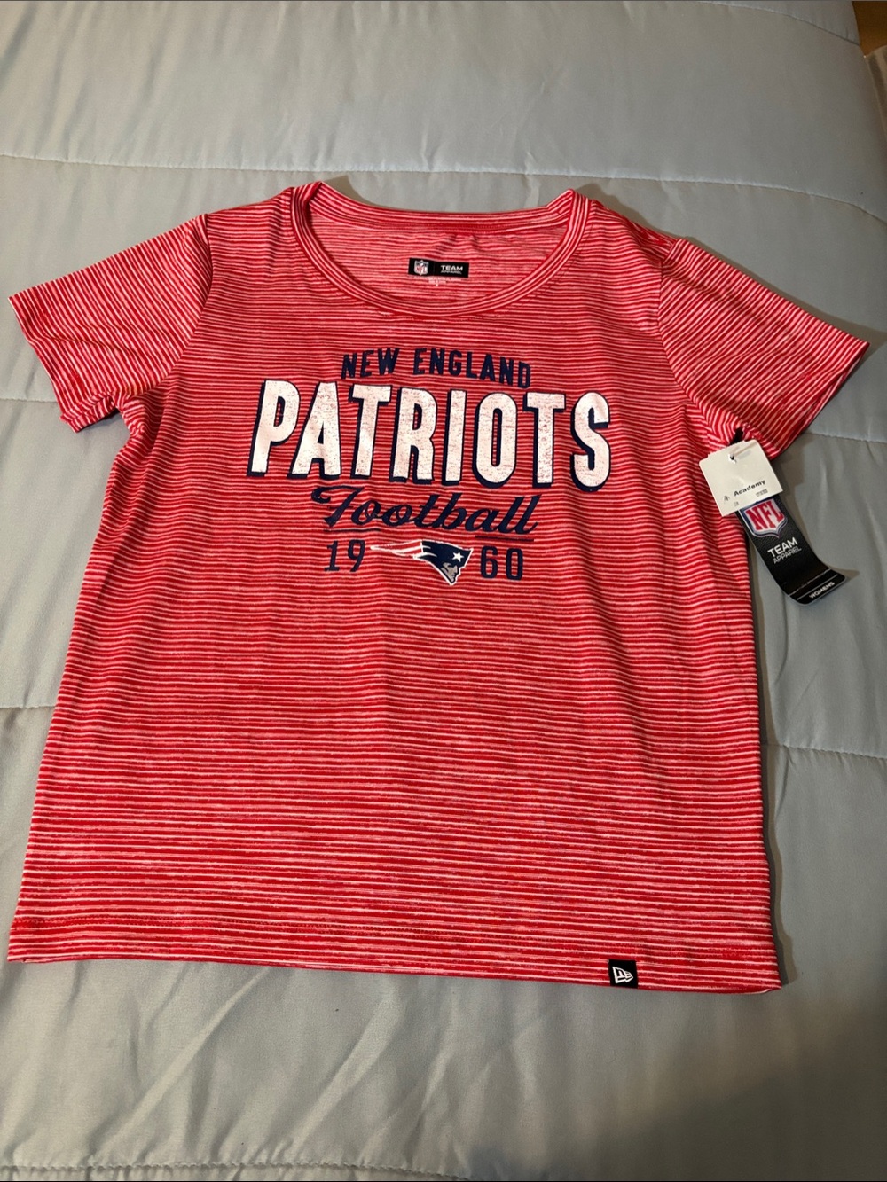 NWT New Era Red & White New England Patriots Striped Tee